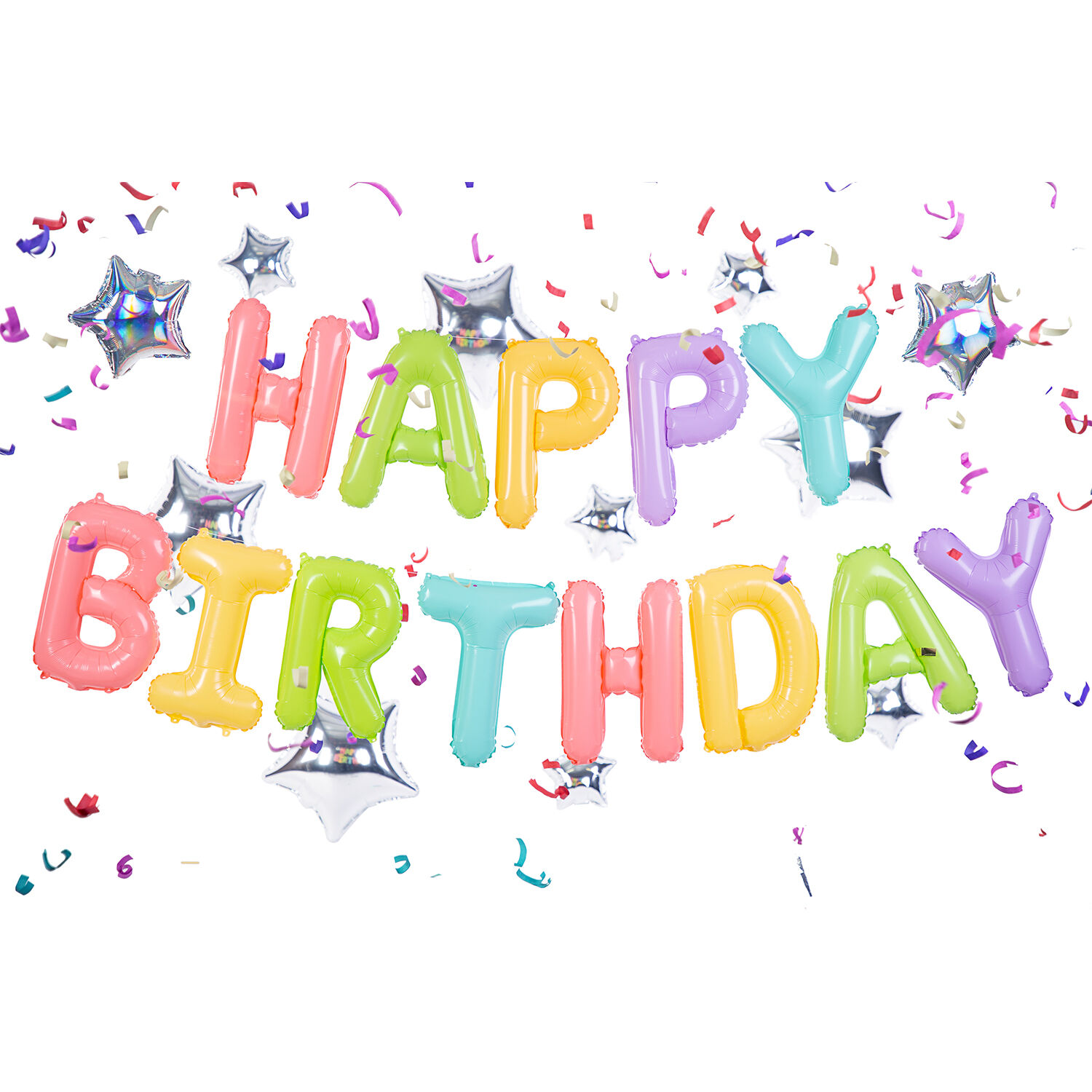 Folienballon Schriftzug Happy Birthday / Geburtstag - 395 � 35 cm - Pastellfarben Bild 2
