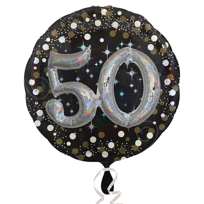 Folienballon Sparkling Birthday 50th, 81 cm