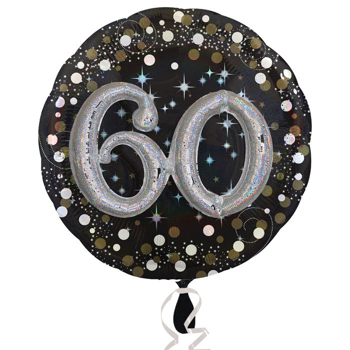 Folienballon Sparkling Birthday 60th, 81 cm