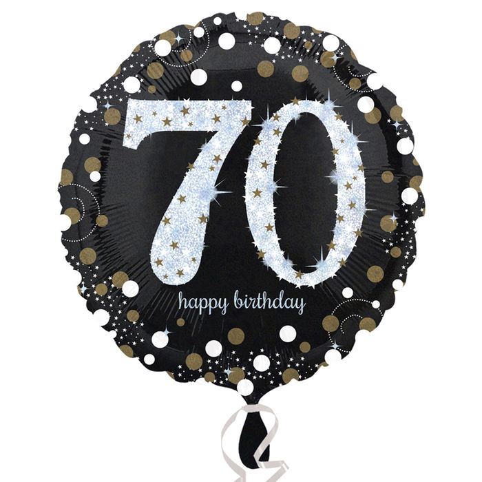 Folienballon Sparkling Birthday 70th, 45 cm