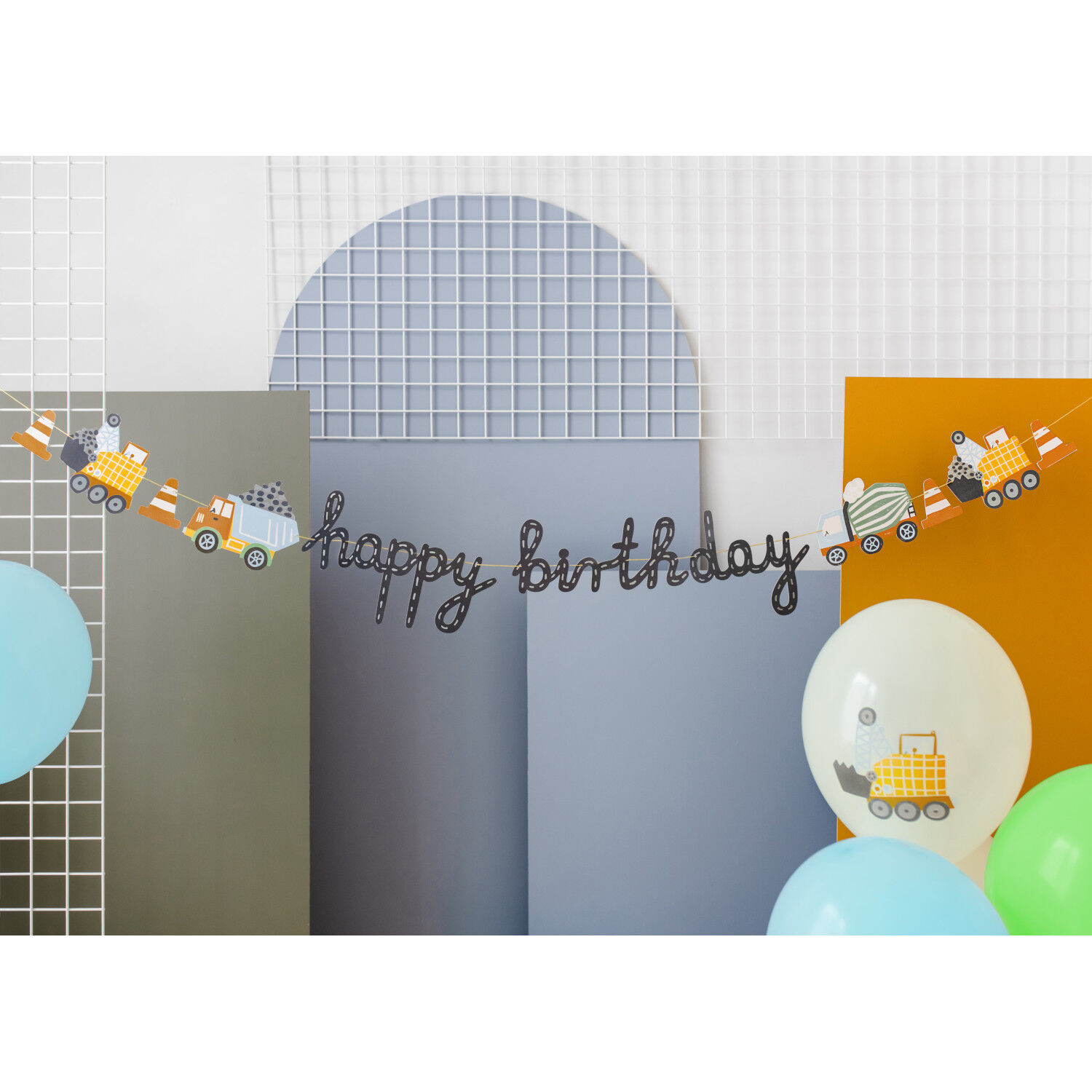 Girlande Happy Brithday Baustellen-Fahrzeuge - L�nge 200 cm Bild 2