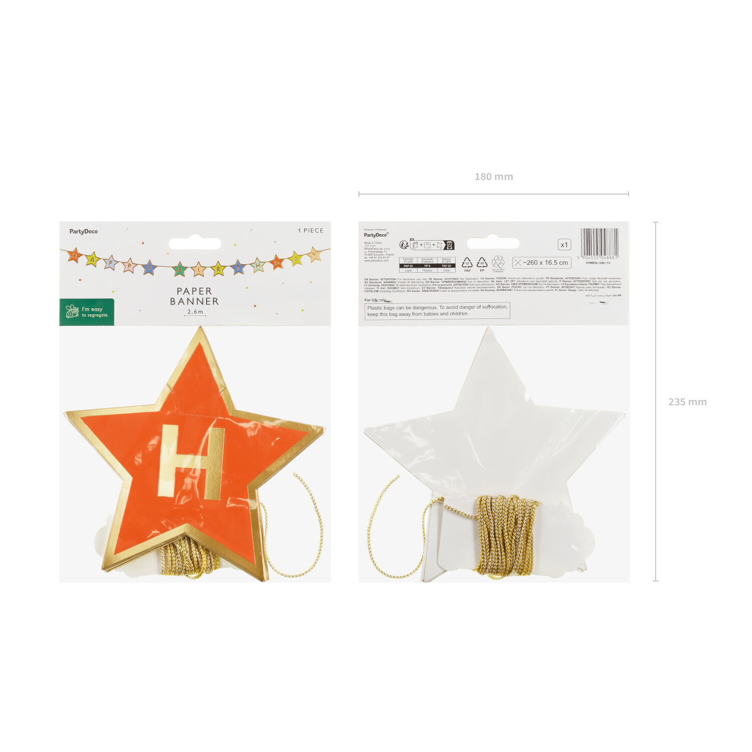 Girlande Happy Birthday / Geburtstag Sterne - Farbig sortiert, L�nge: 260 cm Bild 2