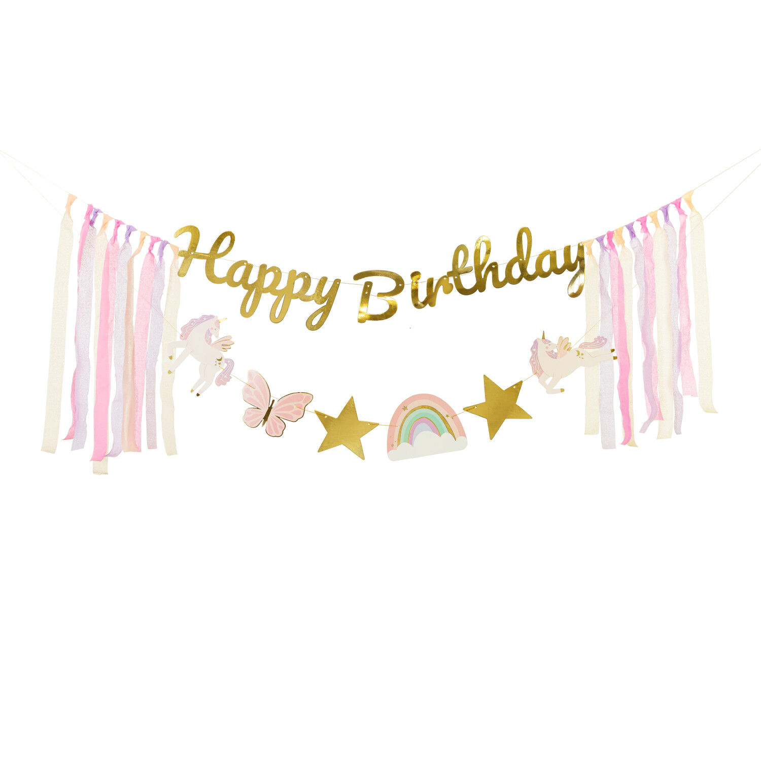 Girlande / Dekoration Happy Birthday / Geburtstag Einhorn - L�nge: 230 cm