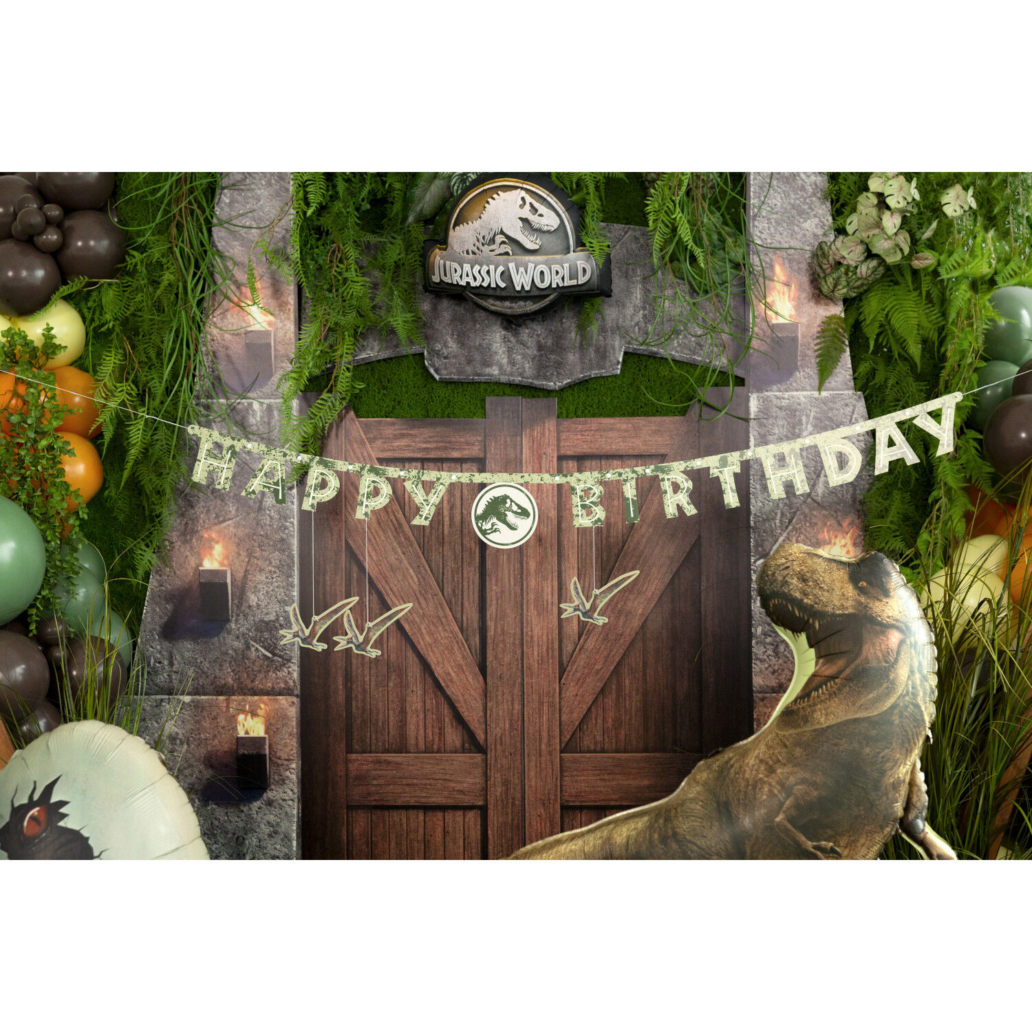Girlande Happy Birthday / Geburtstag Jurassic World / Dinosaurier - 45 � 165 cm Bild 2