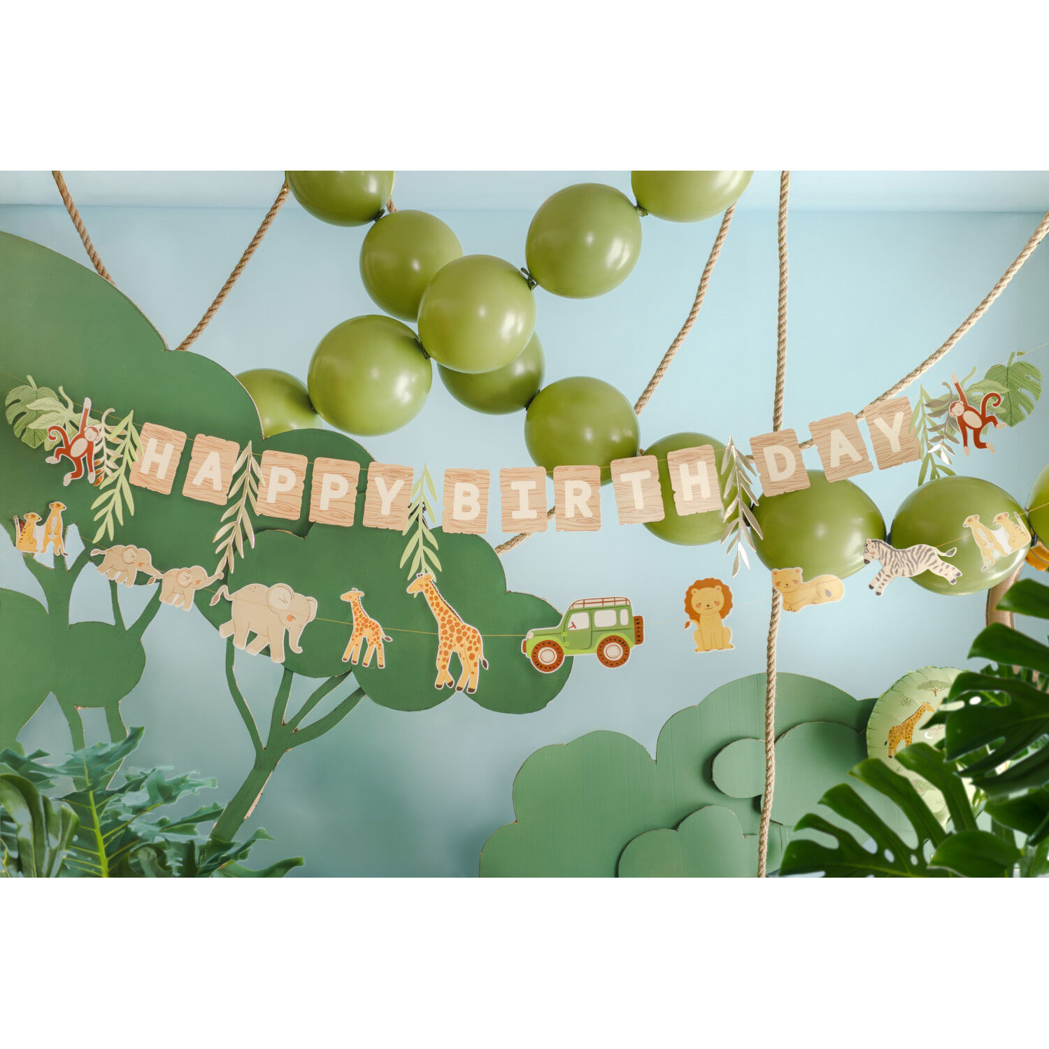 Girlande / Dekoration Happy Birthday / Geburtstag Safari - L�nge: 180 cm Bild 2