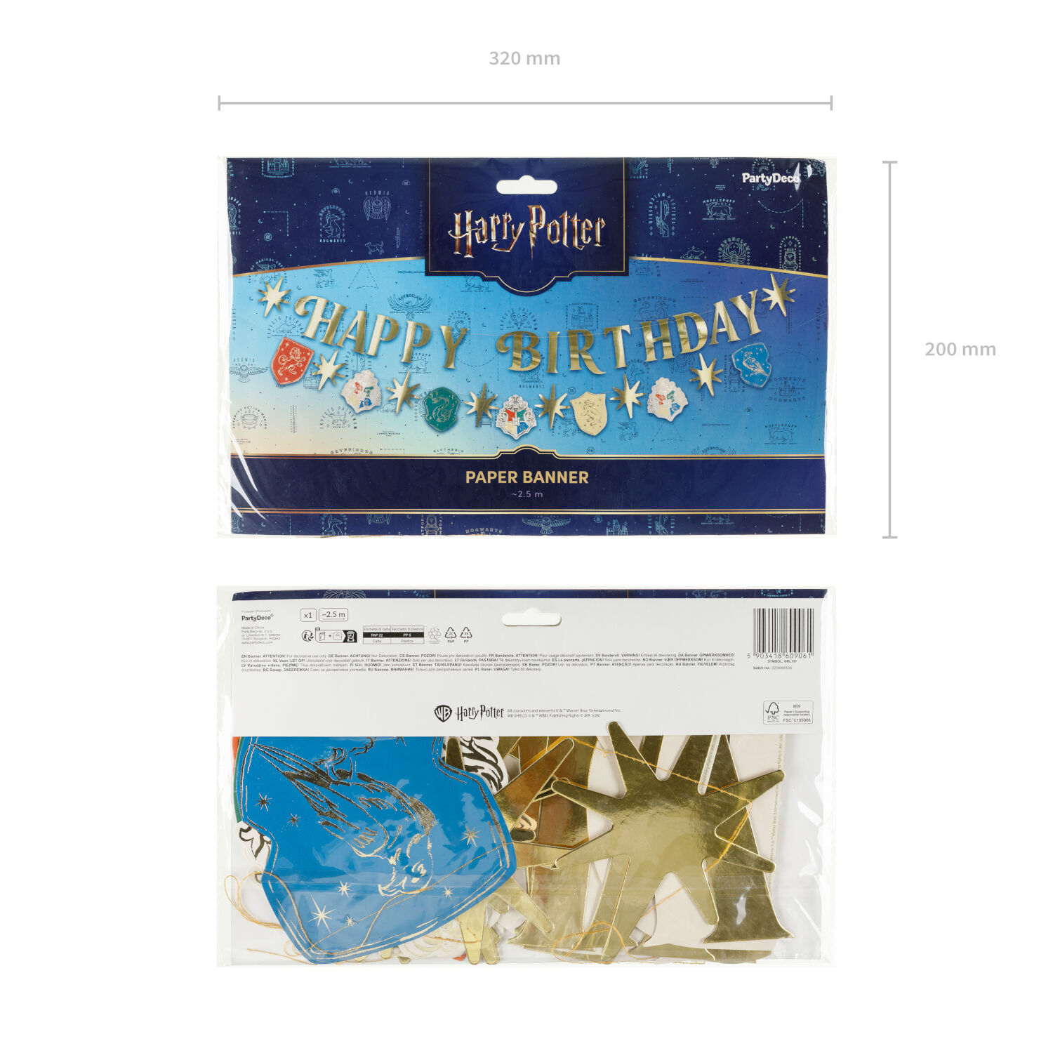 Girlande Harry Potter Happy Birthday, 200 cm, gold Bild 2