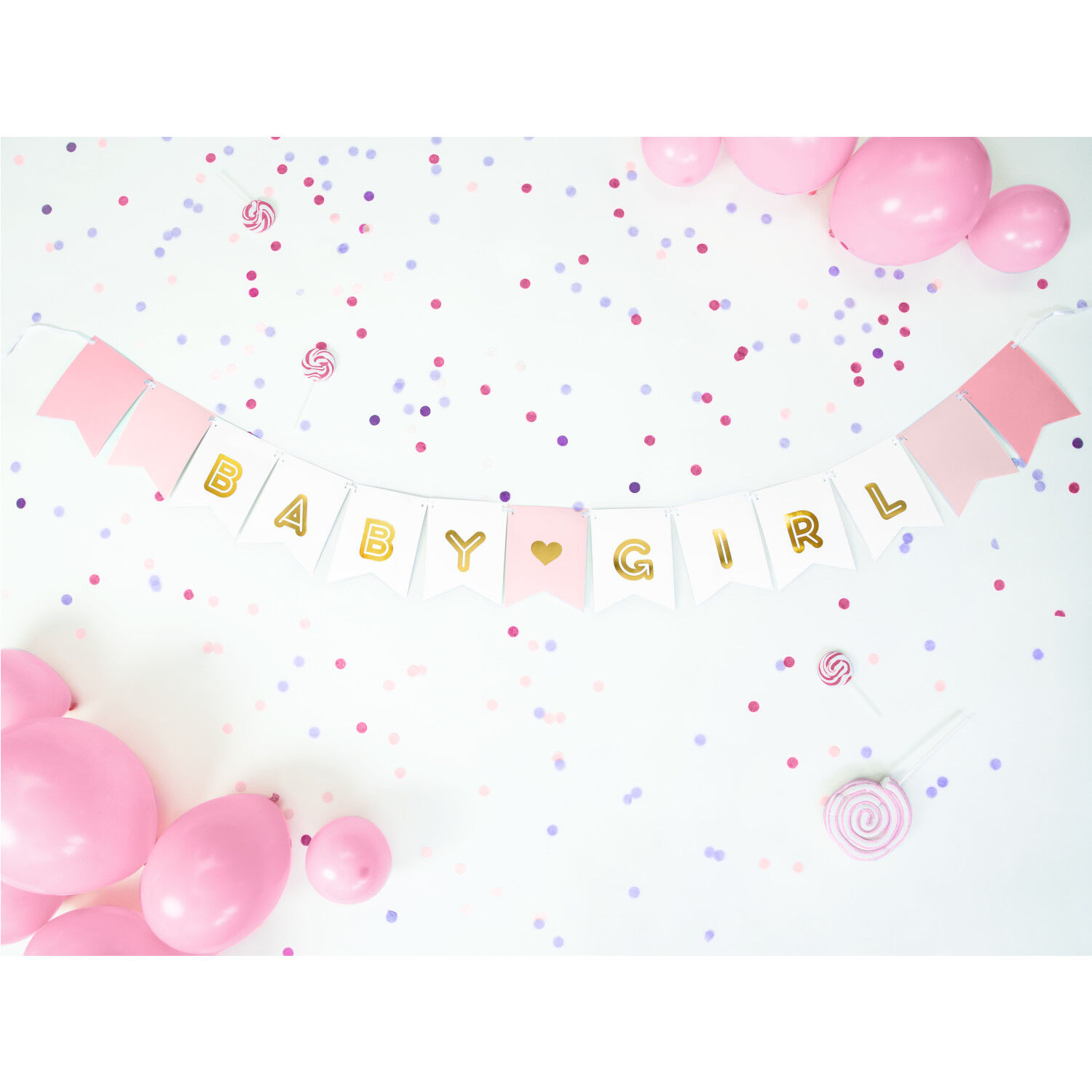 Girlande Baby Girl / M�dchen - Rosa-Wei�, L�nge: 175 cm Bild 3