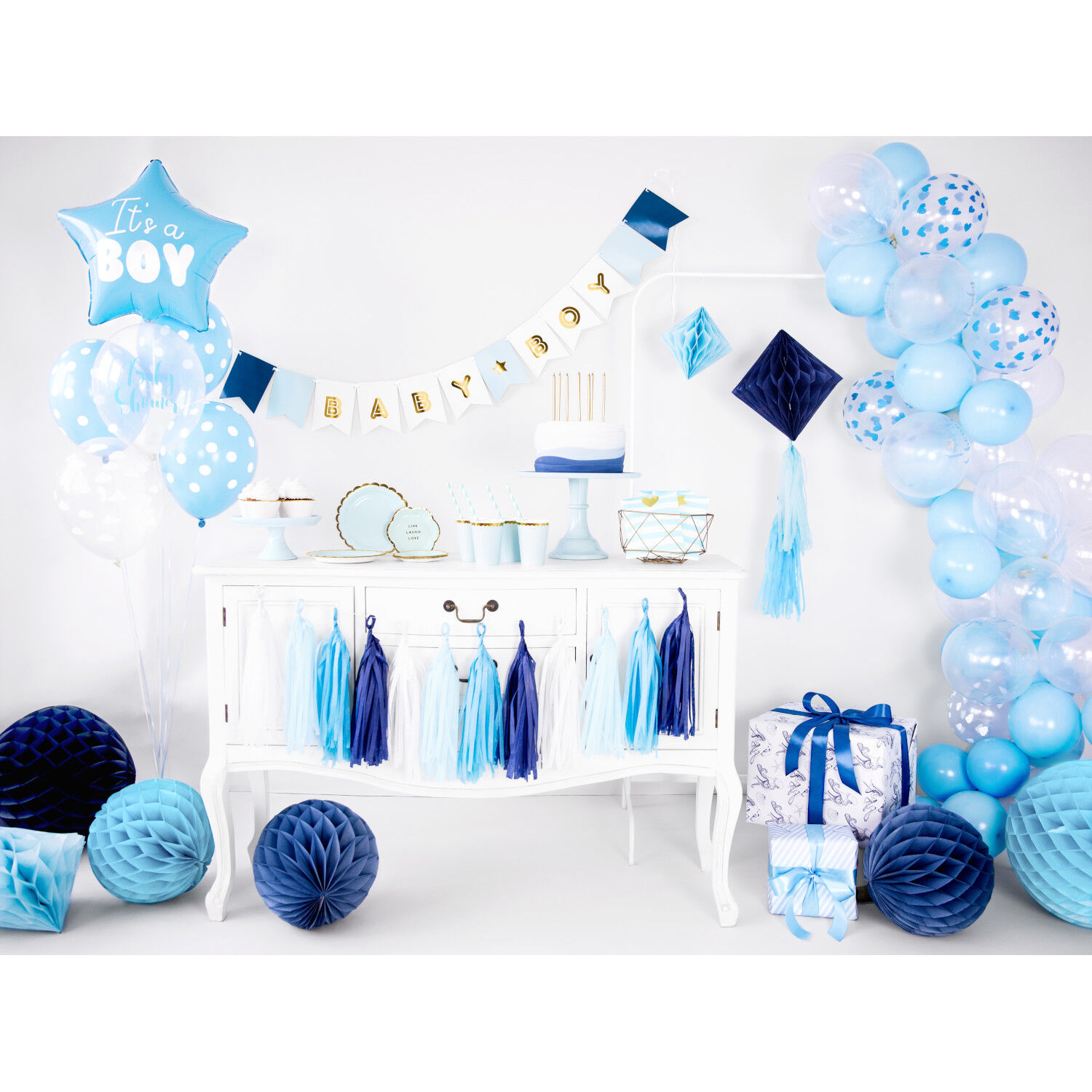 Girlande Baby Boy / Junge - Blau-Wei�, L�nge: 160 cm Bild 4
