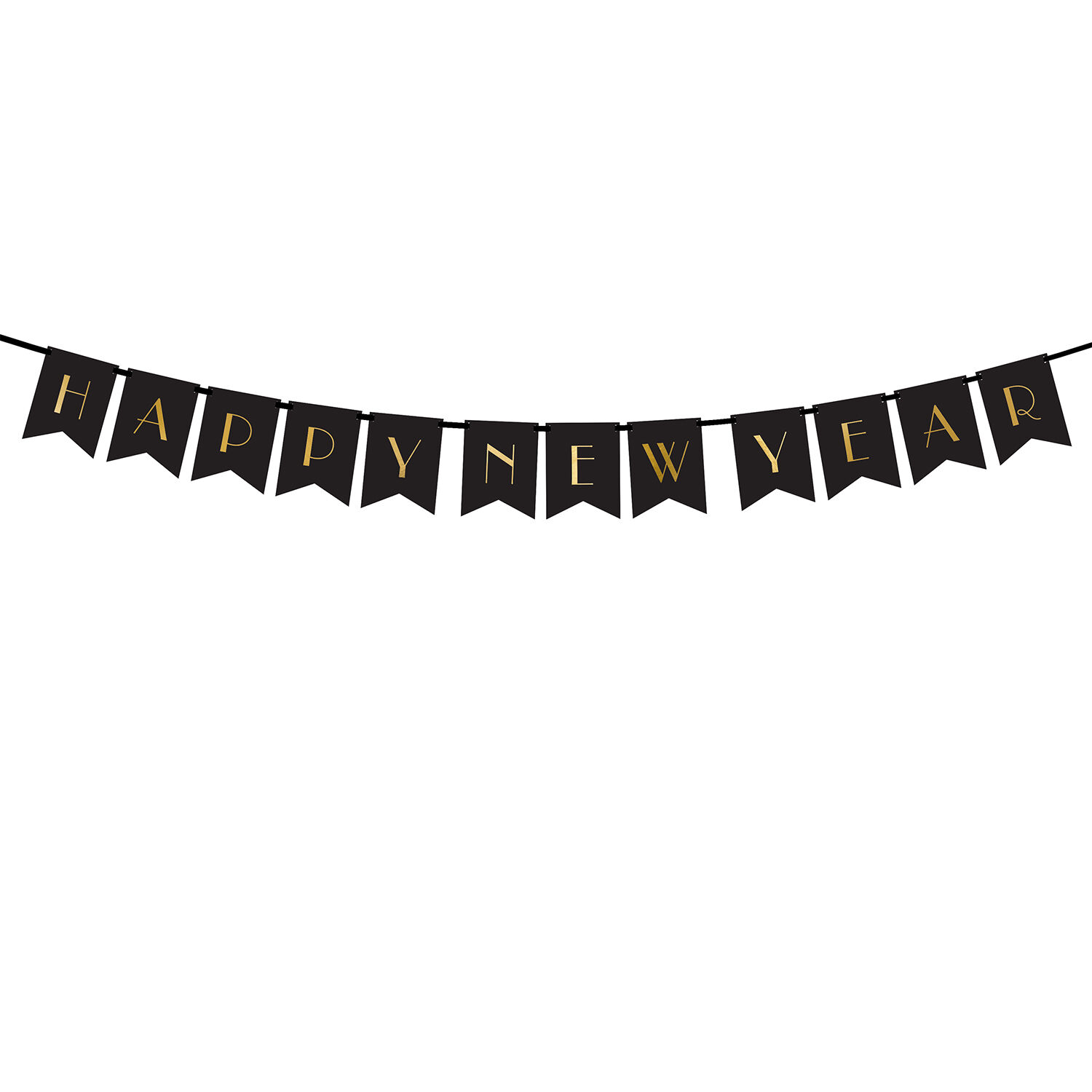 Girlande Happy New Year - Schwarz, L�nge: 170 cm
