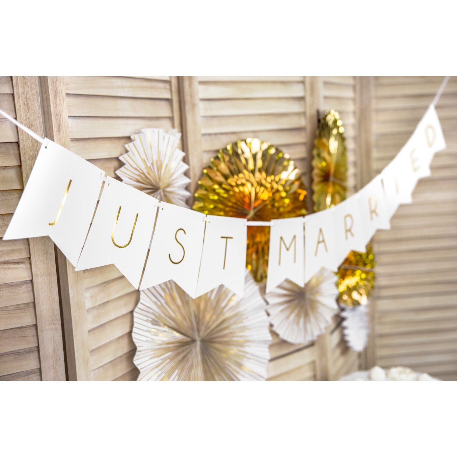Girlande Just Married - Wei�, L�nge: 155 cm Bild 2