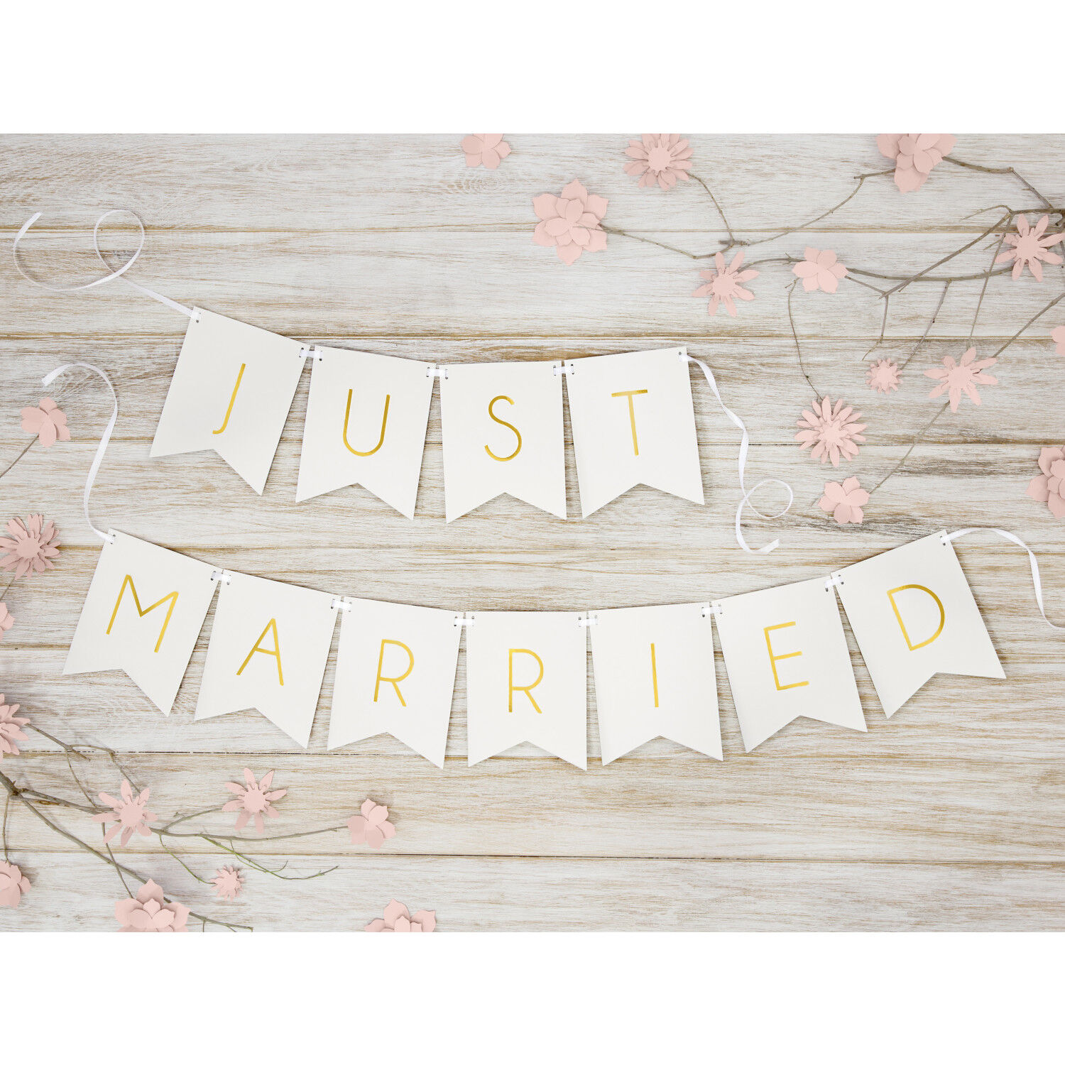 Girlande Just Married - Wei�, L�nge: 155 cm Bild 4