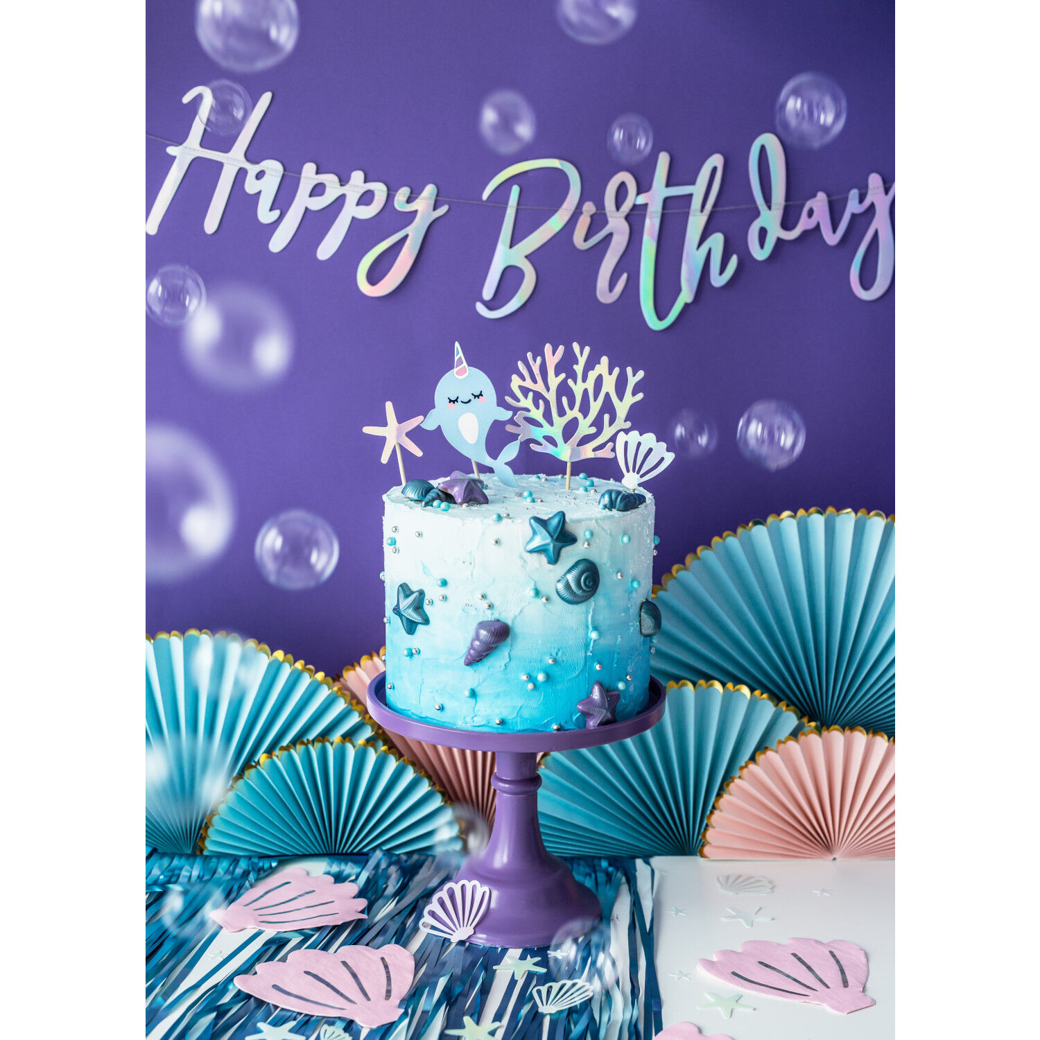 Girlande Happy Birthday / Geburtstag Schriftzug - Irisierend, L�nge: 62 cm Bild 3