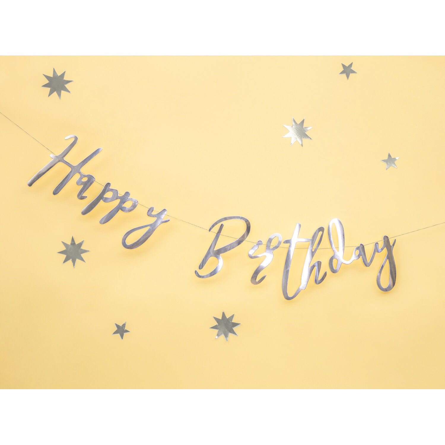 Girlande Happy Birthday / Geburtstag Schriftzug - Silber, L�nge: 62 cm Bild 2