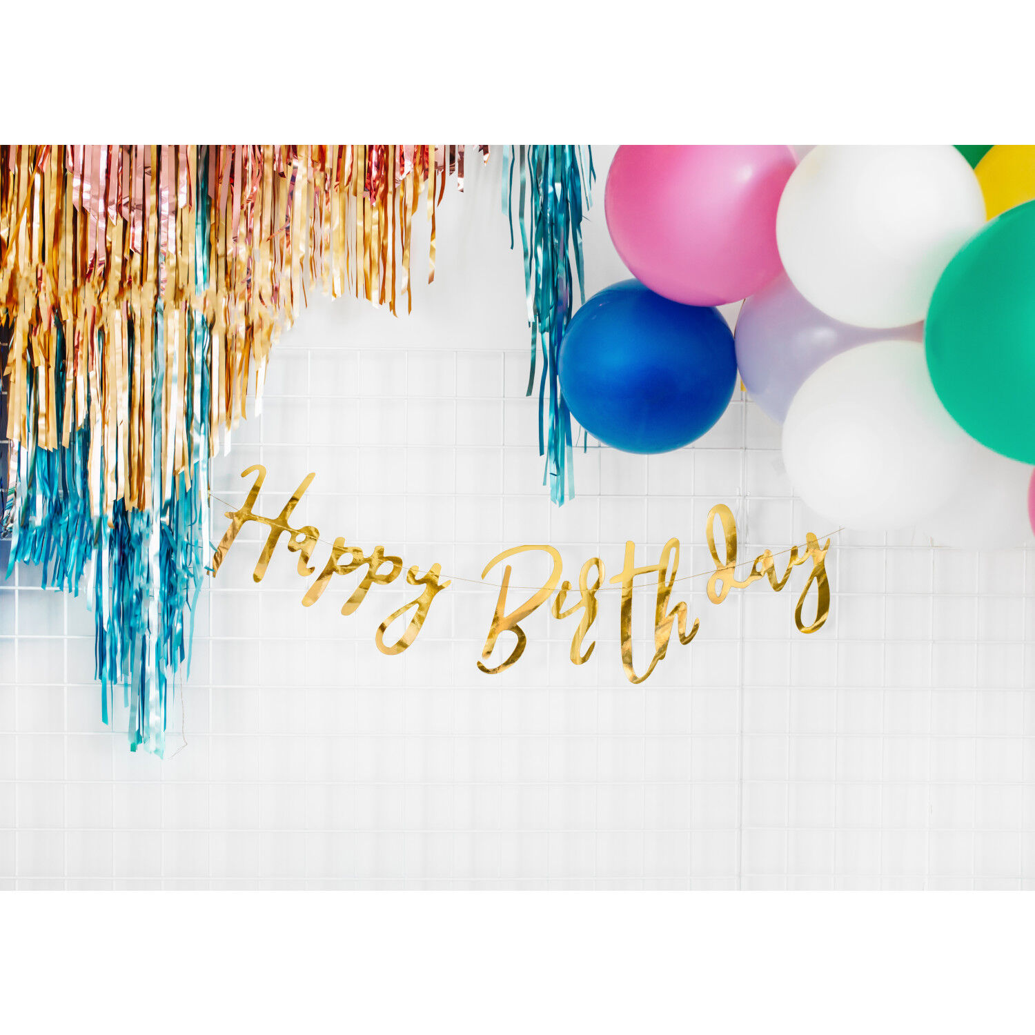 Girlande Happy Birthday / Geburtstag Schriftzug - Gold, L�nge: 62 cm Bild 3