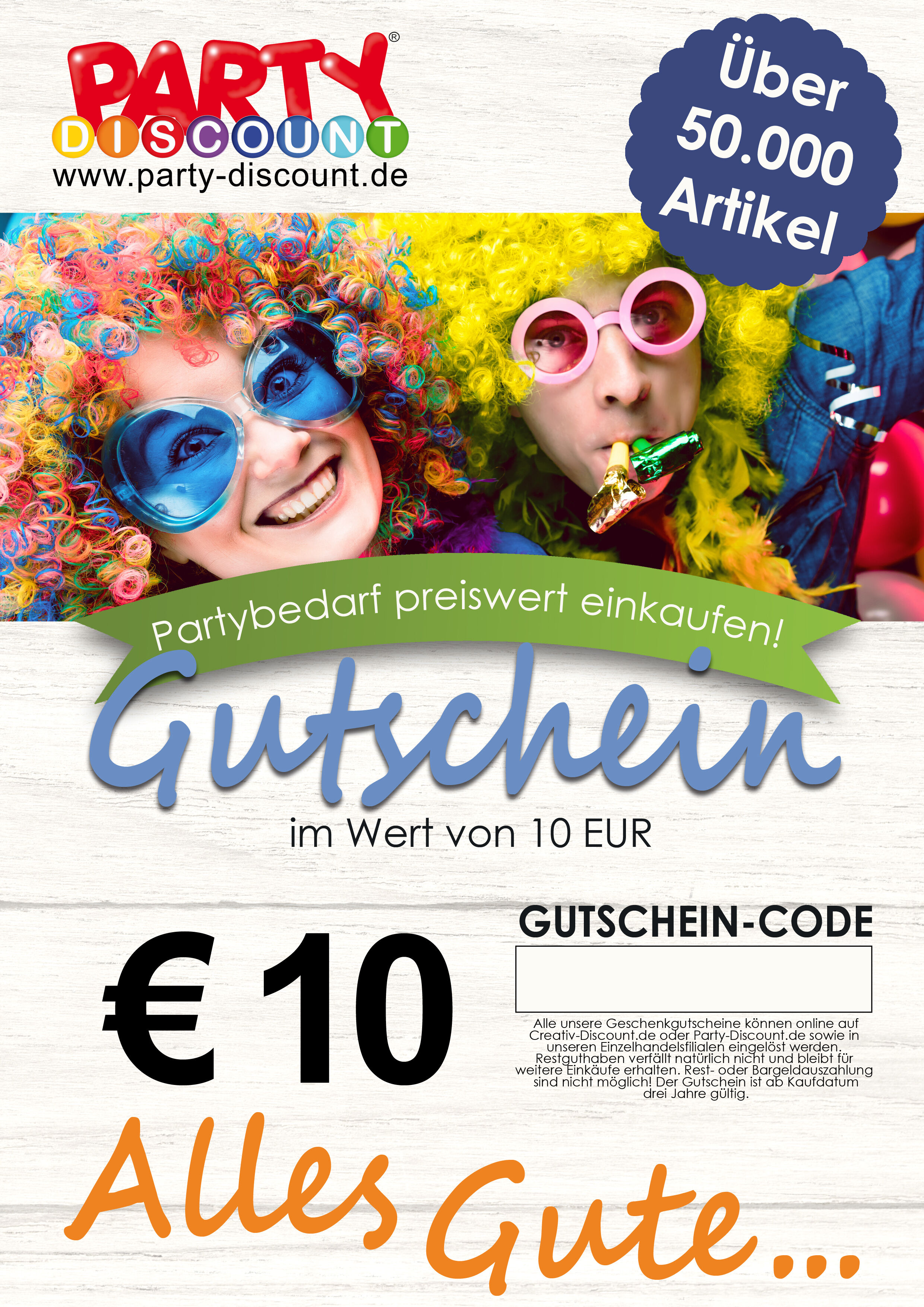 Geschenkgutschein nur ONLINE - Alles Gute - Wert 10,00 