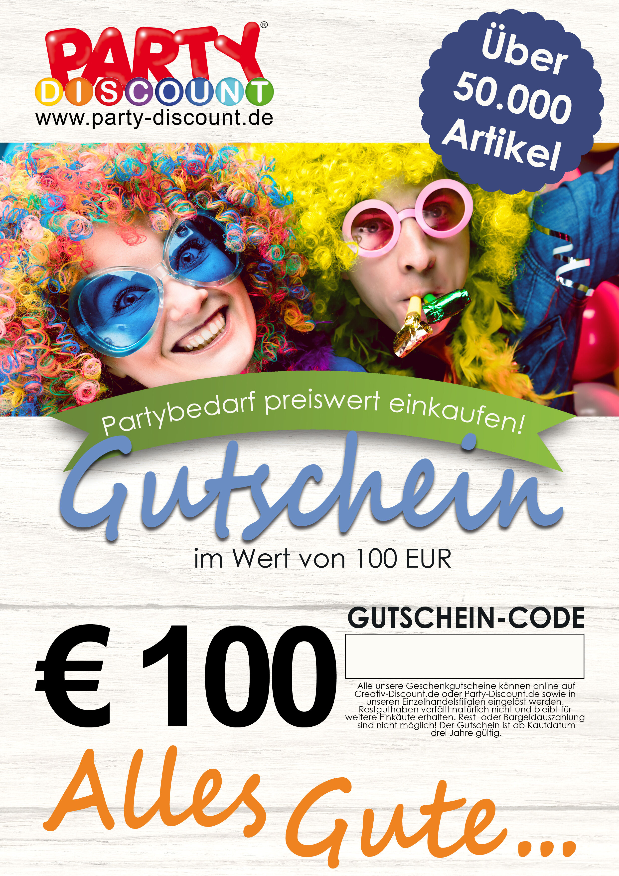 Geschenkgutschein nur ONLINE - Alles Gute - Wert 100,00 