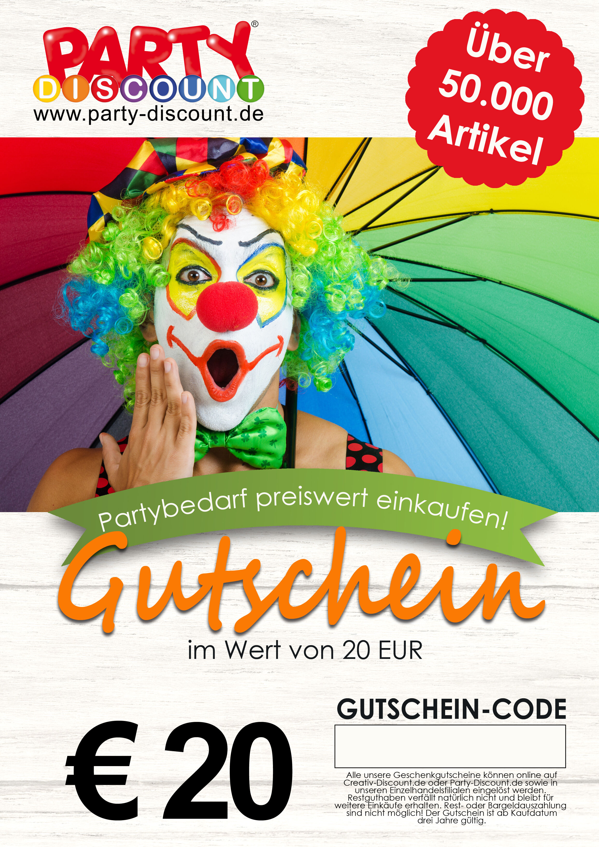 Geschenkgutschein nur ONLINE - Neutral - Wert 20,00 