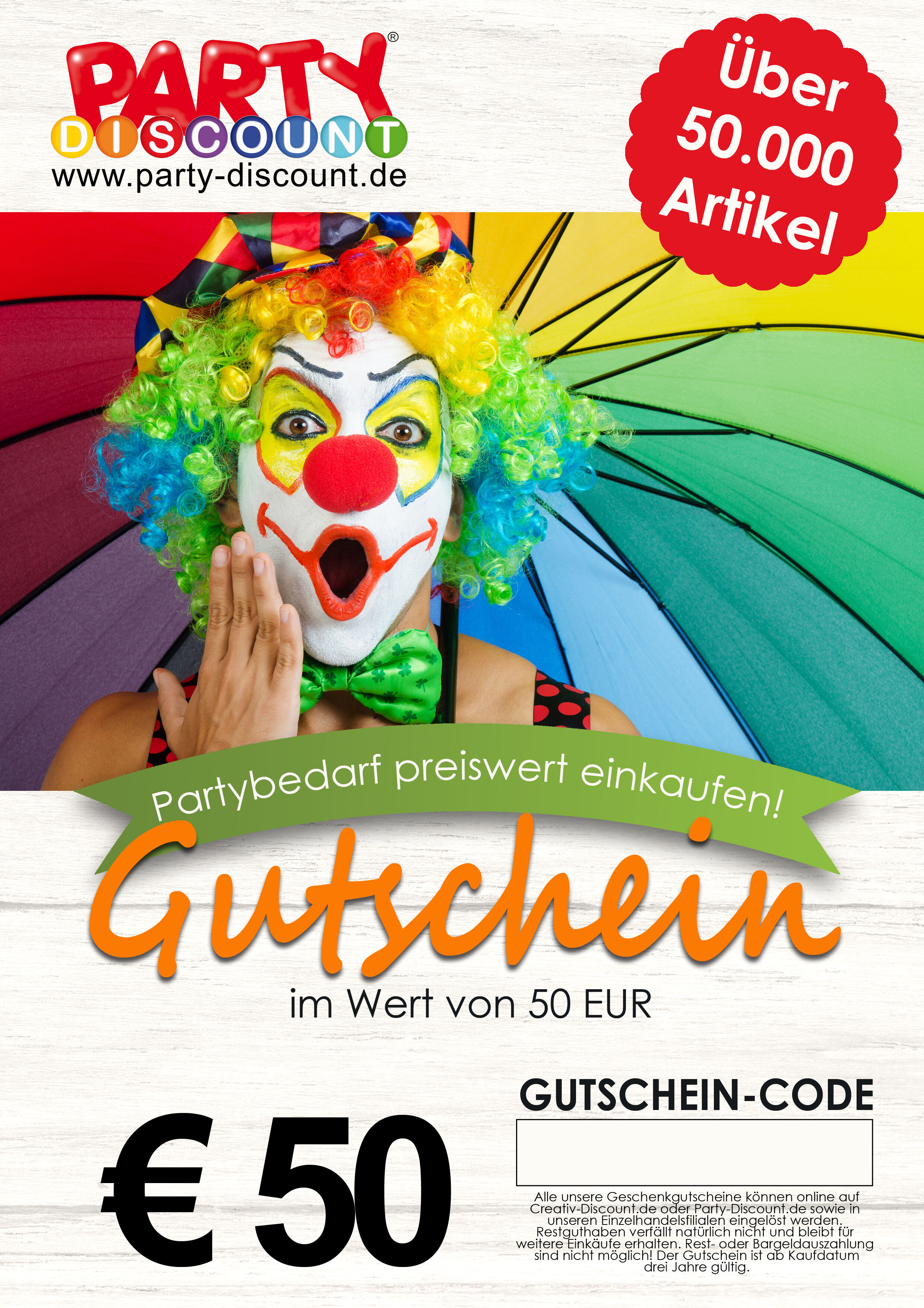 Geschenkgutschein nur ONLINE - Neutral - Wert 50,00 