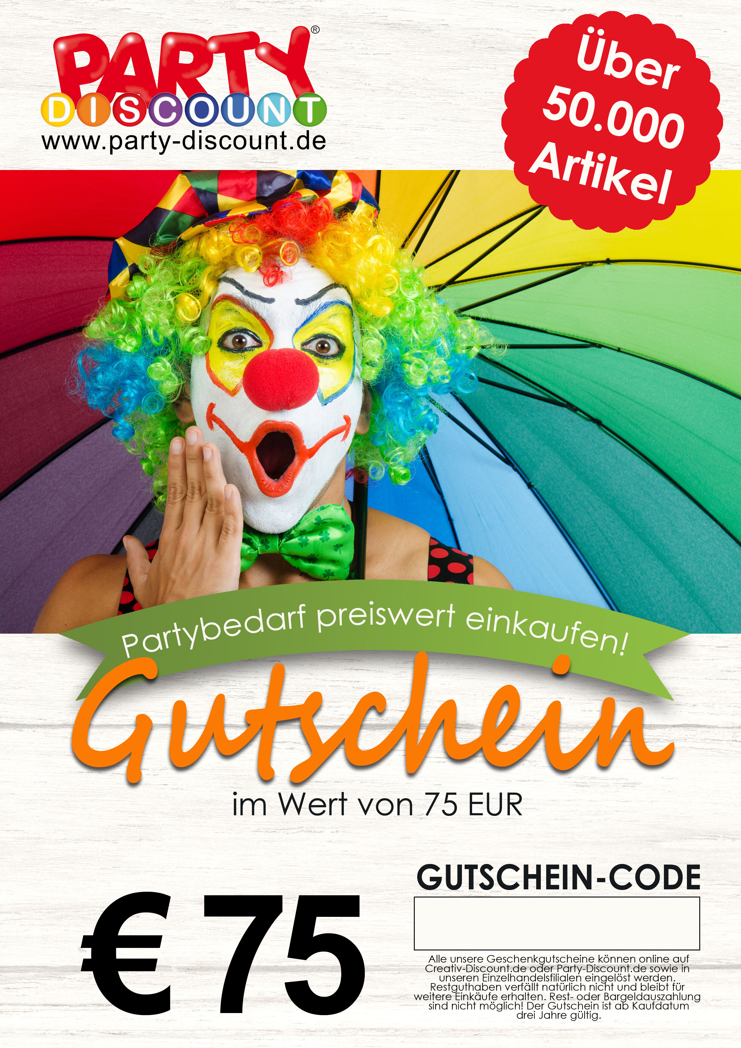 Geschenkgutschein nur ONLINE - Neutral - Wert 75,00 
