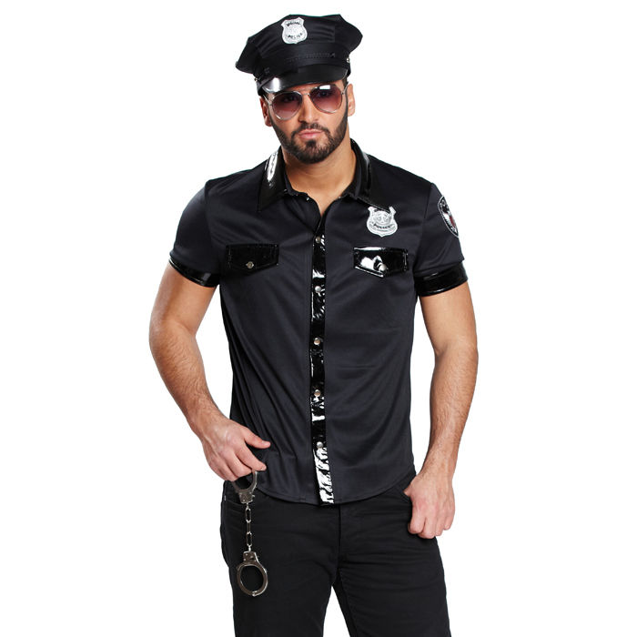 Herren-Hemd Sexy Polizist, schwarz, Gr. 52