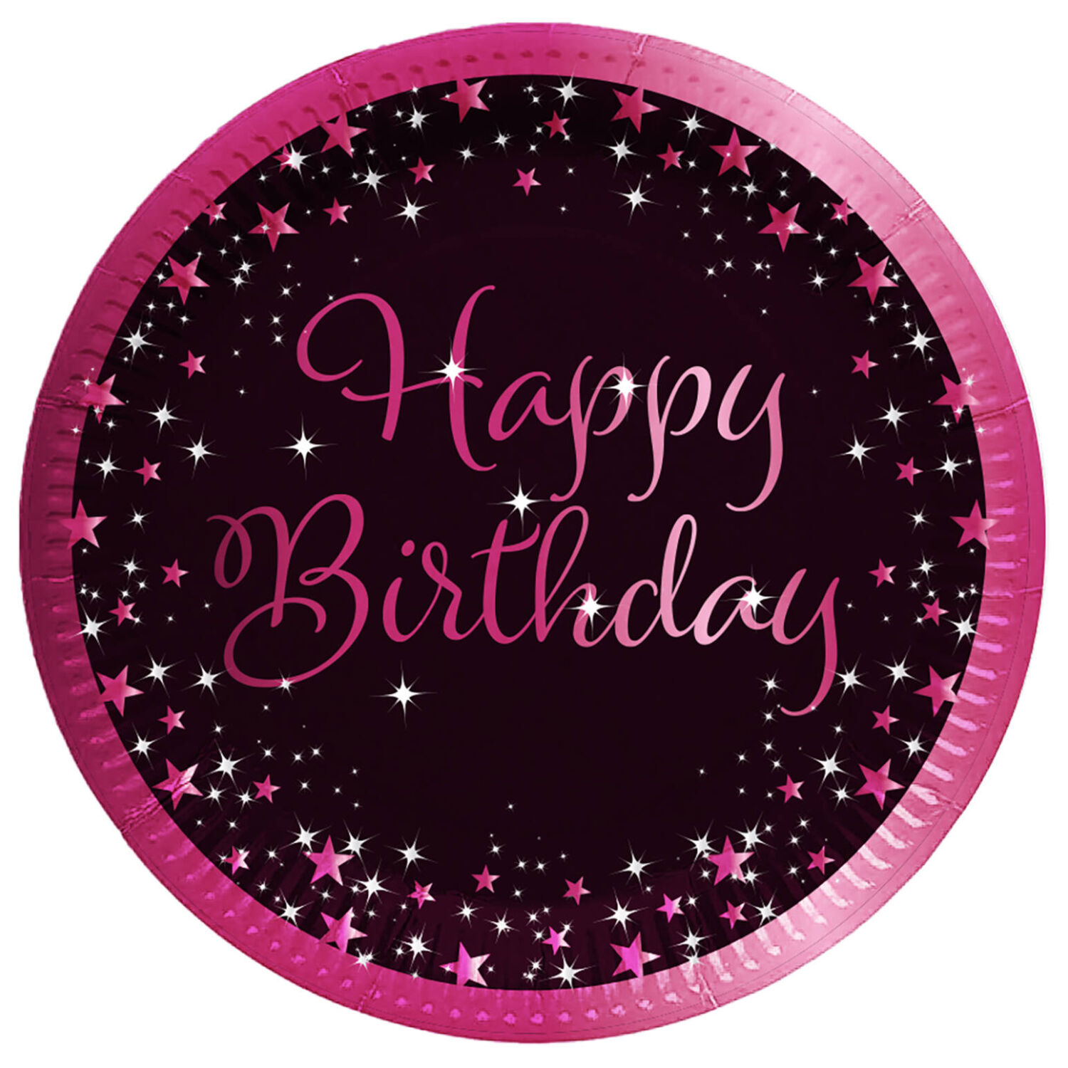 Pappteller Starlight Birthday, pink-schwarz, 23 cm, 8 St�ck, Happy Birthday