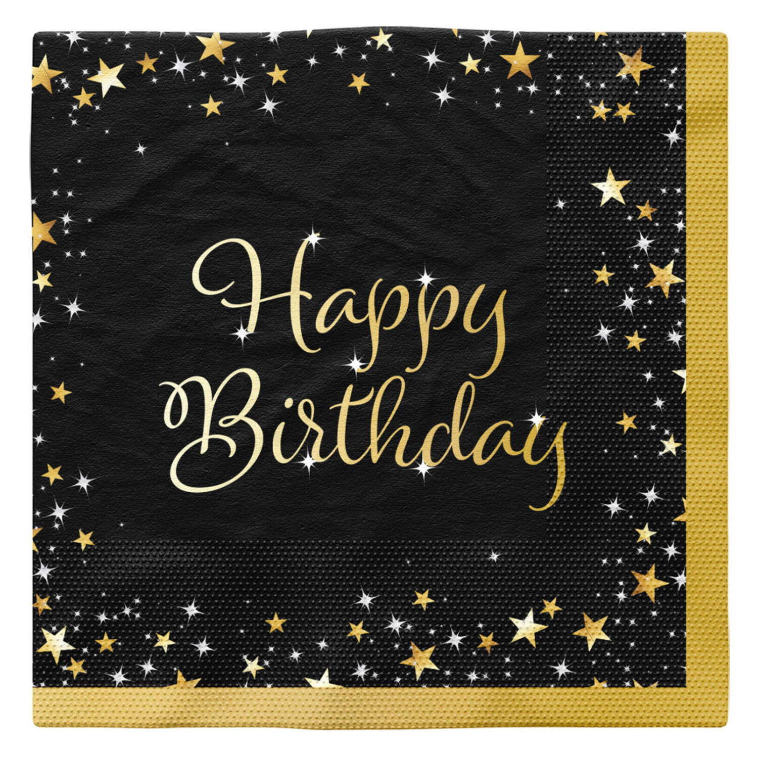 Servietten Starlight Birthday, schwarz-gold, 33 x 33 cm, 16 St�ck, Happy Birthday