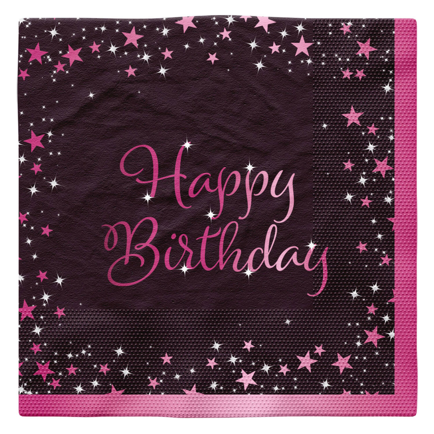 Servietten Starlight Birthday, schwarz-pink, 33 x 33 cm, 16 St�ck, Happy Birthday