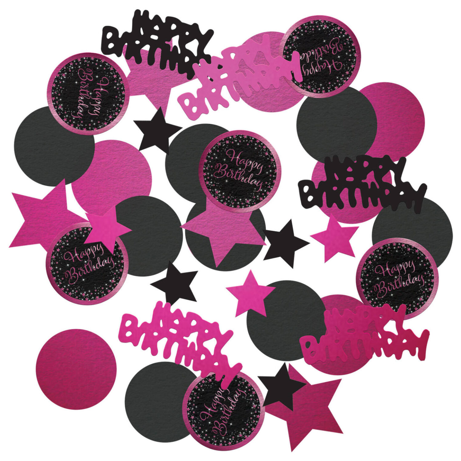 Konfetti Starlight Birthday, pink-schwarz, aus Folie/Papier, 34 g