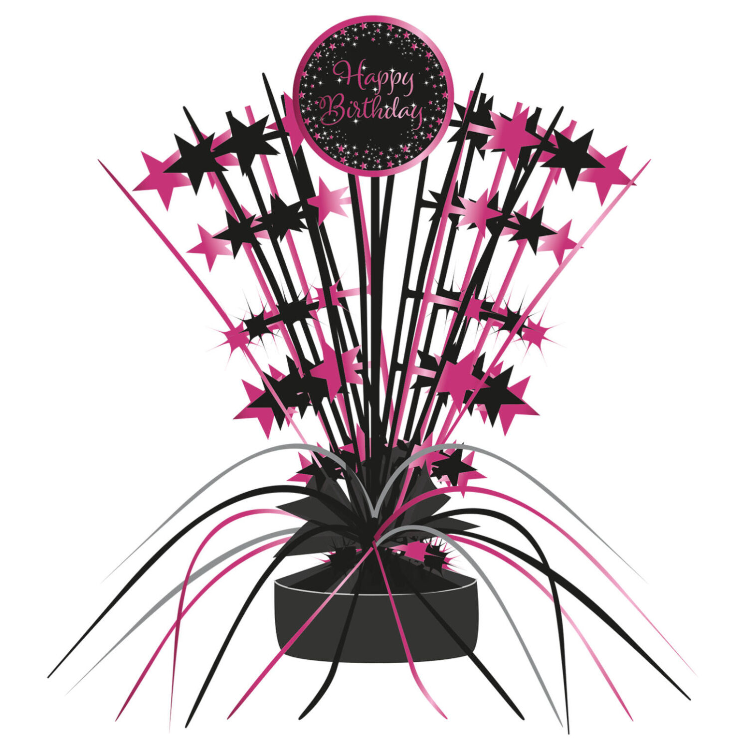Tischdekoration Starlight Birthday, pink-schwarz, 45,7 cm