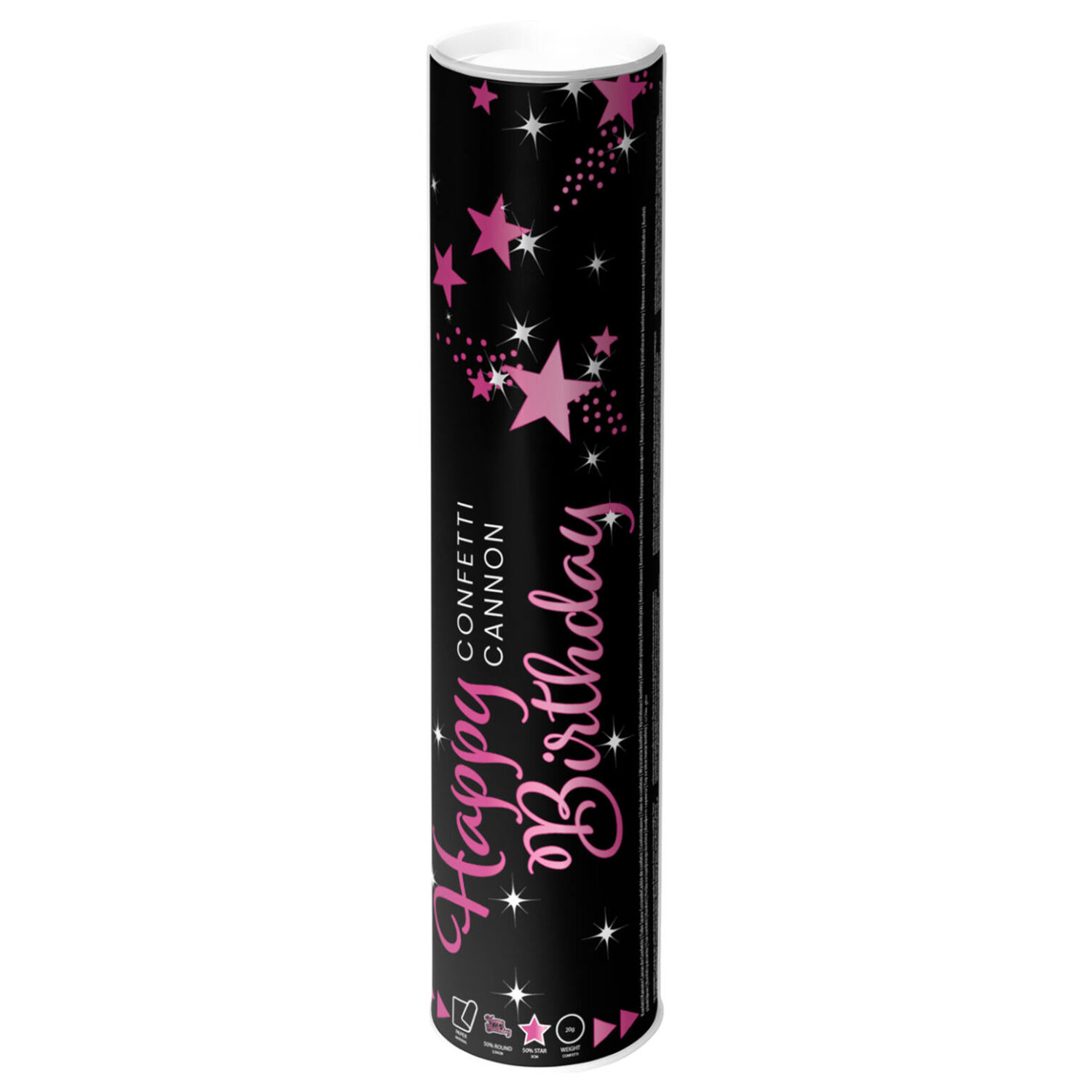 Konfettikanone Starlight Birthday, Pink, 28 cm