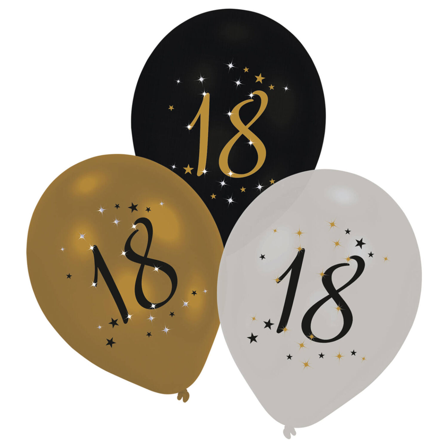 Latexballons Starlight Birthday, gold-schwarz, 27,5 cm, 6 St�ck, 18. Geburtstag