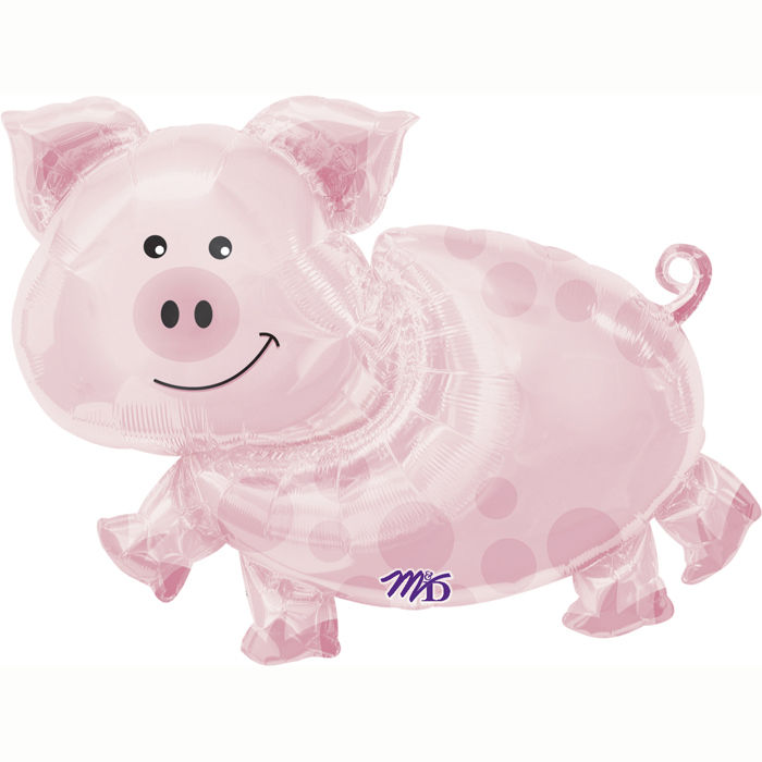 Folienballon Rosa Schwein, 89x64 cm