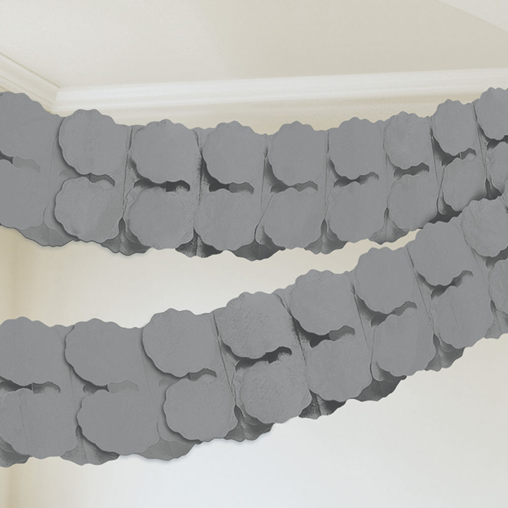 SALE Girlande aus Papier, silber, 365 cm