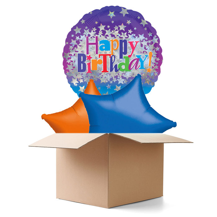 Ballongrsse Happy-Birthday / Herzlichen Glckwunsch Bright Stars, 3 Ballons
