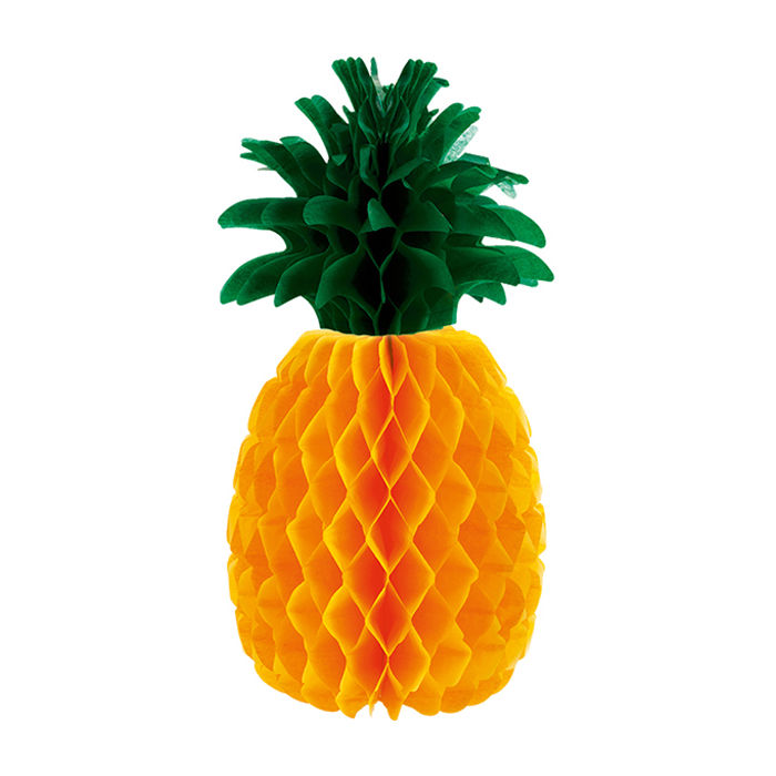 Tischdeko Hawaii Ananas, Wabenpapier, 21,5 cm