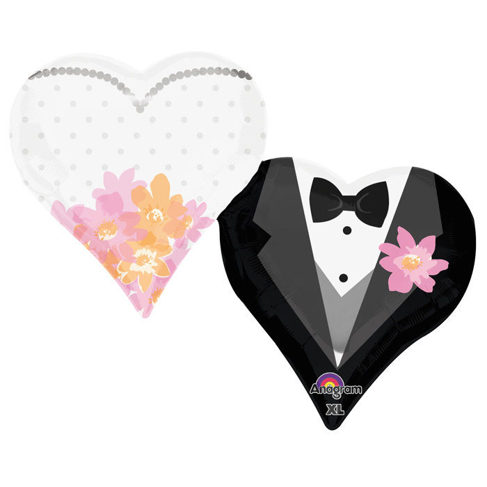 Folienballon Wedding Couple Hearts, 76x63 cm