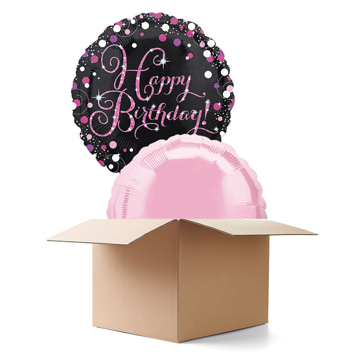 Ballongrsse Sparkle Pink Happy-Birthday / Herzlichen Glckwunsch, 2 Ballons