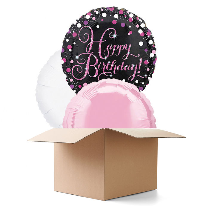 Ballongrsse Sparkle Pink Happy-Birthday / Herzlichen Glckwunsch, 3 Ballons