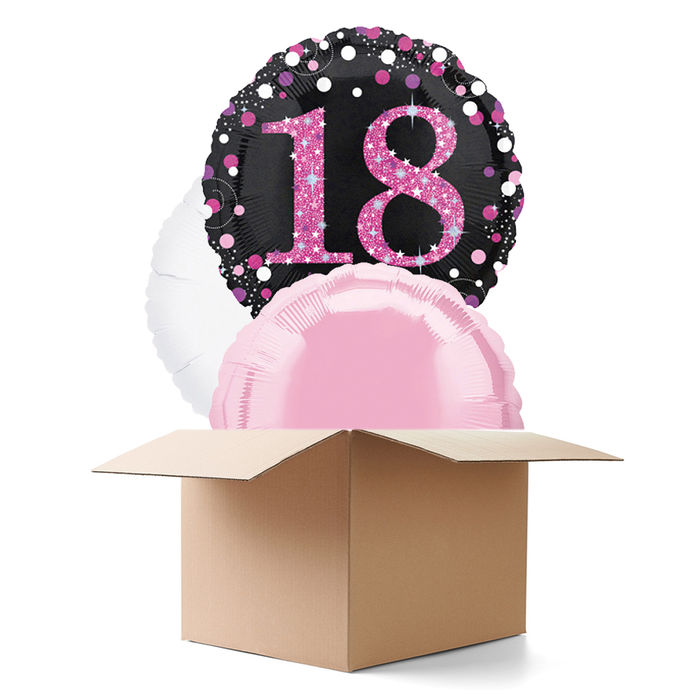 Ballongrsse Sparkle Pink 18th, 3 Ballons