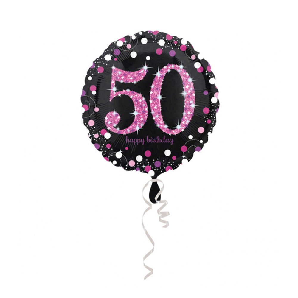 Folienballon Sparkle Pink 50th, ca. 45 cm