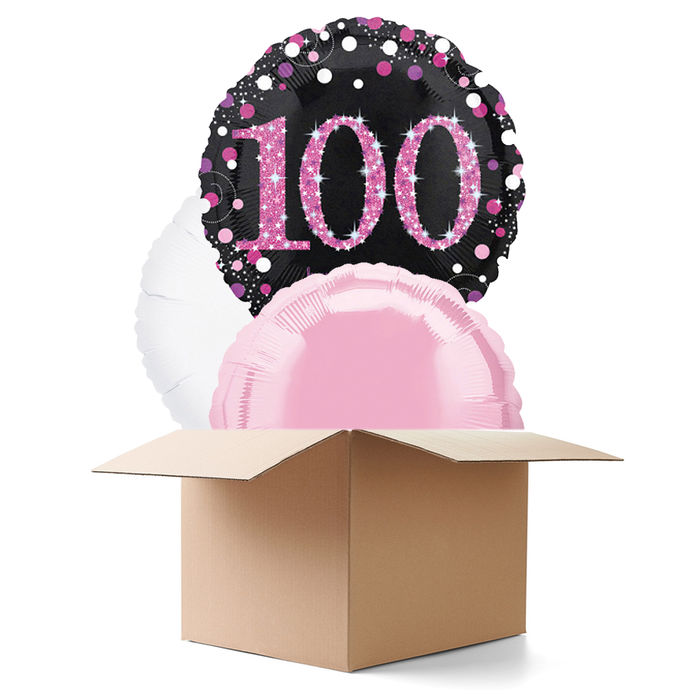 SALE Ballongrsse Sparkle Pink 100th, 3 Ballons