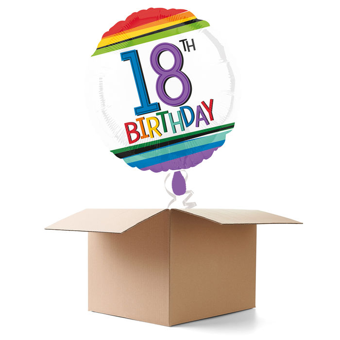 Ballongrsse Happy-Birthday / Herzlichen Glckwunsch Rainbow 18th, 1 Ballon