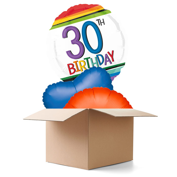 SALE Ballongrsse Happy-Birthday / Herzlichen Glckwunsch Rainbow 30th, 3 Ballons