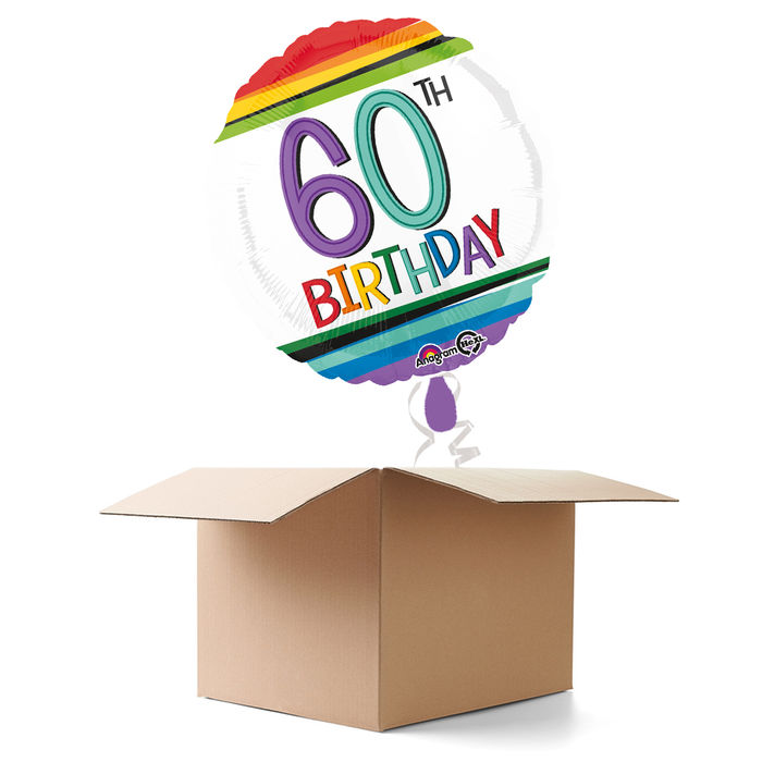 SALE Ballongrsse Happy-Birthday / Herzlichen Glckwunsch Rainbow 60th, 1 Ballon