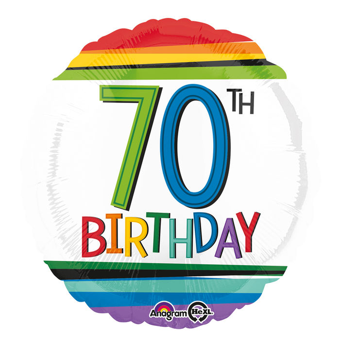 SALE Folienballon Happy-Birthday / Herzlichen Glckwunsch Rainbow 70th, ca. 45 cm