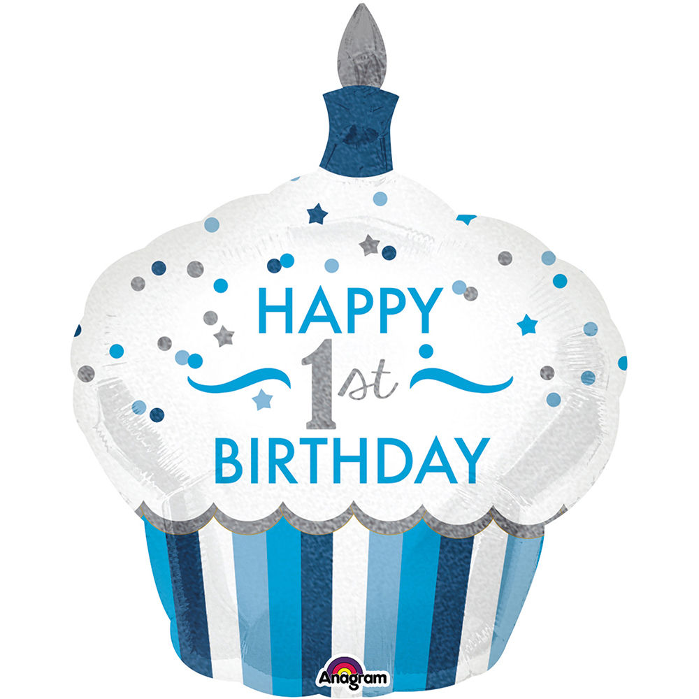 Folienballon 1st Birthday Cupcake Blau 73x91cm