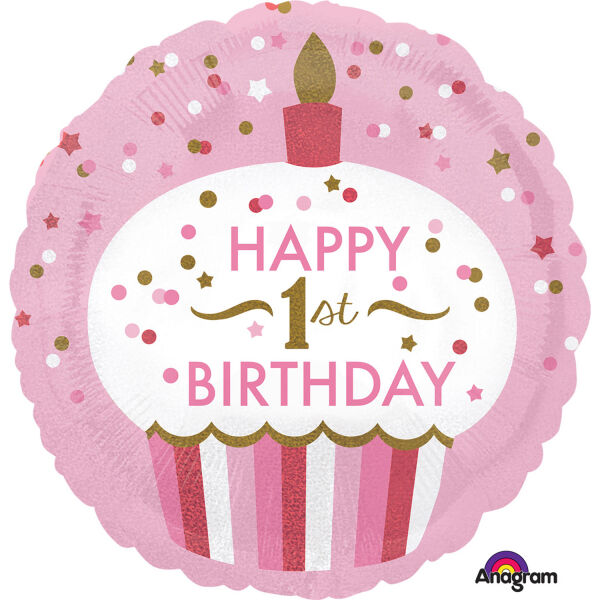 Folienballon 1st Birthday Cupcake Mdchen