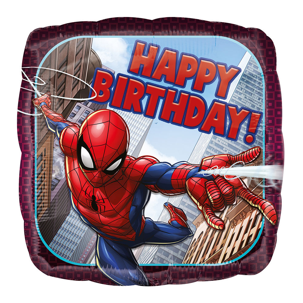Folienballon Spiderman Birthday, ca. 43 cm
