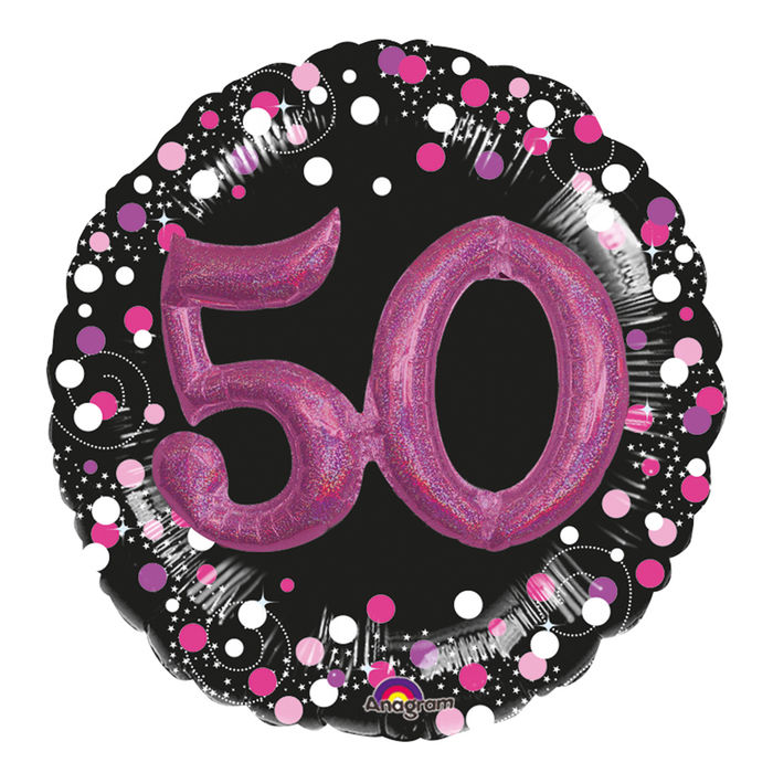 Folienballon Sparkling Pink 50th, ca. 81 cm