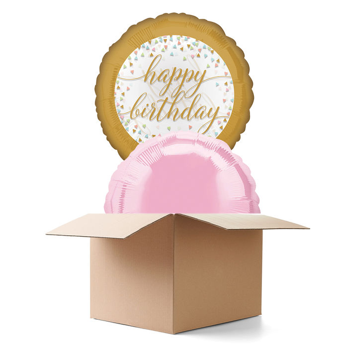Ballongrsse Happy-Birthday / Herzlichen Glckwunsch Gold Konfetti, 2 Ballons